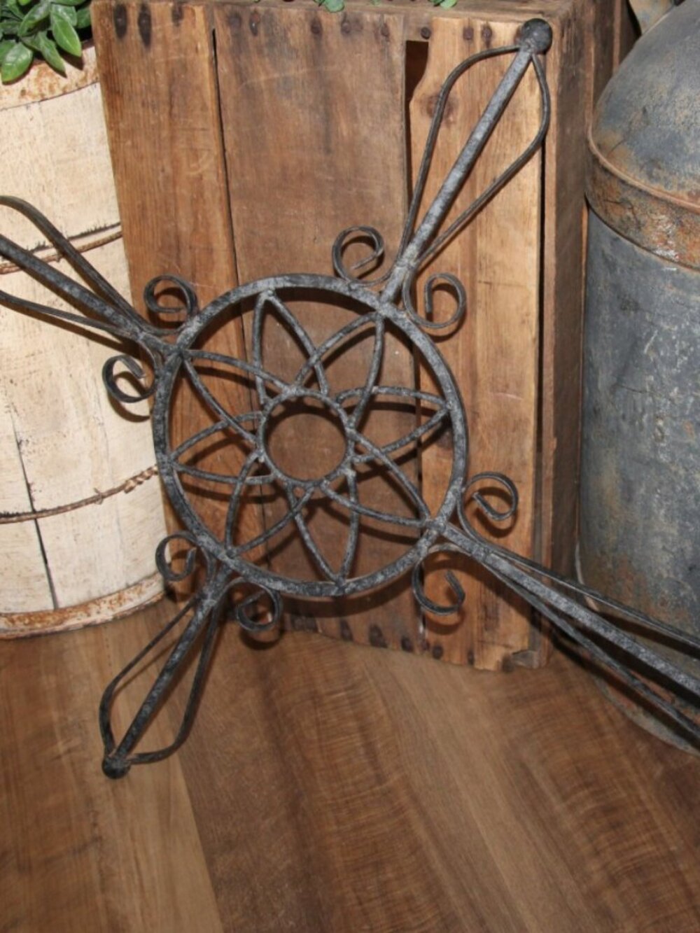 Large VTG 32.5" Black Rustic Weathered & Aged Wrought Iron Farmhouse Wall Cross